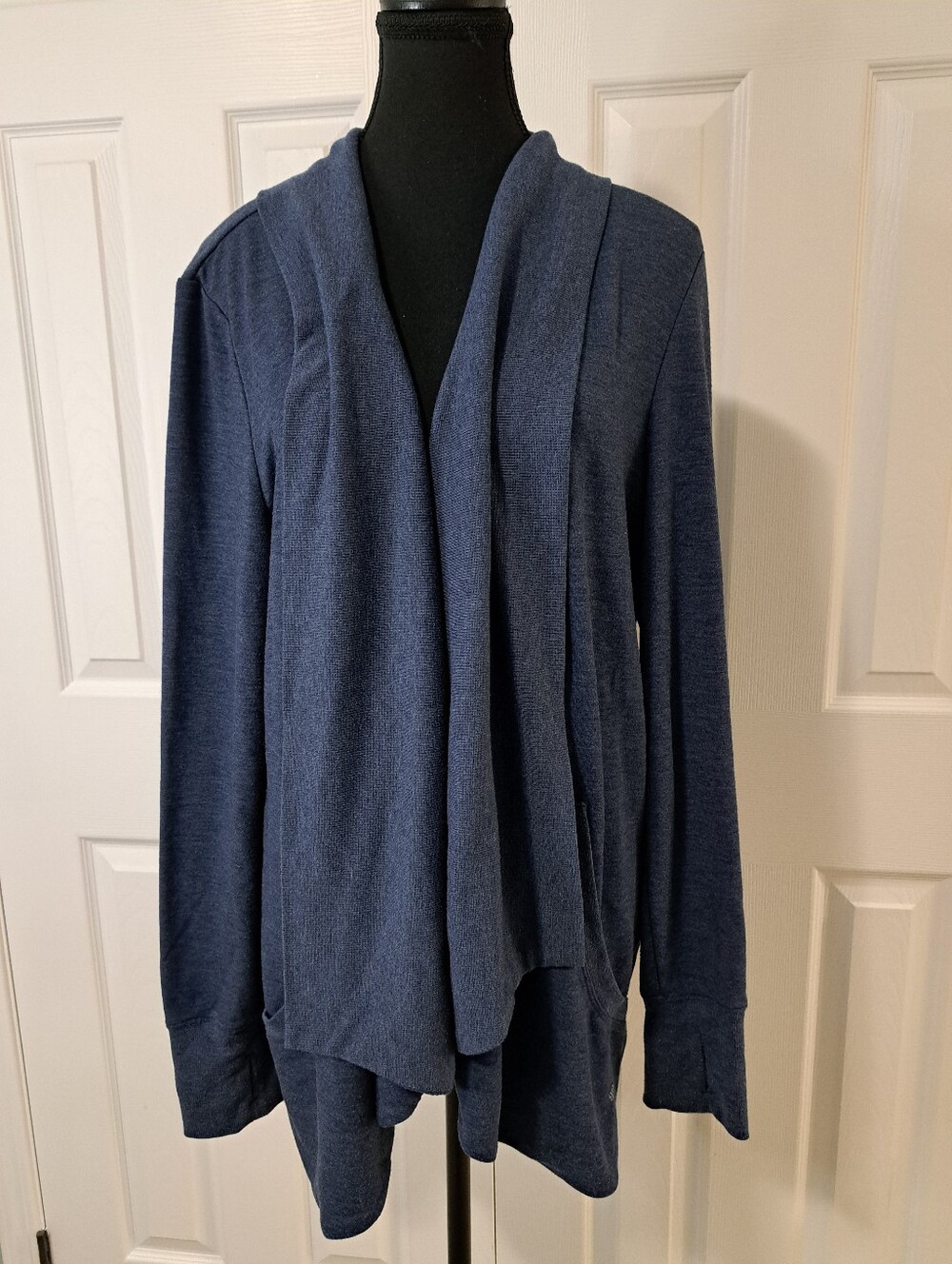 Shambhala Denver Hayes Blue Open Cardigan XL Yoga Cozy Knit Tunic Casual Lounge